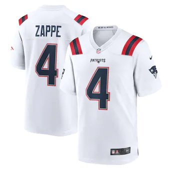 mens nike bailey zappe white new england patriots game play